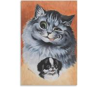 Orjdjz Wxkbl Póster de 'He Is My Pet' de Louis Wain e imprime arte mural vintage, cuadro de lienzo de Louis Wain con un animal para decoración de pared de baño 40x55cmSin marco