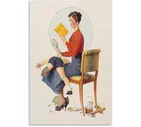 Orjdjz Wxkbl Póster de Norman Rockwell《Psicología infantil》Arte mural Grabados y pintura en lienzo de Norman Rockwell, Cuadro retro para decoración de pared en el hogar 40x55cm Sin marco