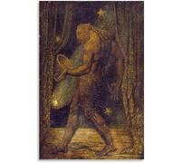 Orjdjz Wxkbl Pósters de William Blake《El fantasma de una pulga》Pintura abstracta de arte mural Grabados de lienzo de William Blake para decoración de oficina en casa 40x65cm sin marco