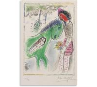 Orjdjz Wxkbl Pósters surrealistas Marc Chagall《LE CHEVAL VERT 》Arte mural Marc Chagall Grabados Cuadro retro para decoración del hogar 40x50cmx1 sin marco