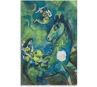 Orjdjz Wxkbl Surrealismo Marc Chagall《Le Cheval A La Lune》Póster Marc Chagall Grabados y pintura en lienzo Arte abstracto mural para decoración del hogar 40x50cm Sin marco