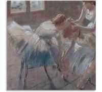 Orjdjz Wxkbl Tres bailarines preparándose por Edgar Degas Póster Impresiones abstractas Edgar Degas Lienzo Arte mural Pintura vintage para el hogar Decoración cuadrada 40x40cm Sin marco