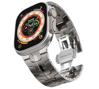 ORKDFJ Correa de acero inoxidable para Apple Watch Ultra 2 Band 49 mm 45 mm 44 mm 42 mm, correa de metal con cierre plegable para Apple Watch Series 9 8 7 6 5 4 3 2 1 Ultra/Ultra 2 Men(Titanium)