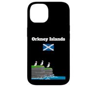 Orkney Islands Puffin Colony on Sea Cliffs Bandera de Escocia Carcasa para iPhone 14