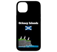 Orkney Islands Puffin Colony on Sea Cliffs Bandera de Escocia Carcasa para iPhone 14 Plus