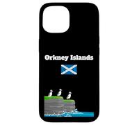 Orkney Islands Puffin Colony on Sea Cliffs Bandera de Escocia Carcasa para iPhone 15