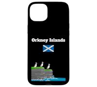 Orkney Islands Puffin Colony on Sea Cliffs Bandera de Escocia Carcasa para iPhone 15 Plus