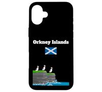 Orkney Islands Puffin Colony on Sea Cliffs Bandera de Escocia Carcasa para iPhone 16 Plus