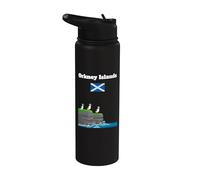 Orkney Islands Puffin Colony on Sea Cliffs Bandera de Escocia Stainless Steel Insulated Water Bottle