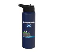 Orkney Islands Puffin Colony on Sea Cliffs Bandera de Escocia Stainless Steel Insulated Water Bottle