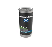 Orkney Islands Puffin Colony on Sea Cliffs Bandera de Escocia Vaso térmico de acero inoxidable de doble pared