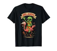 Orlando Alien Riding Flamingo Florida Beach Vacaciones Camiseta