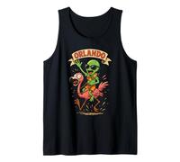 Orlando Alien Riding Flamingo Florida Beach Vacaciones Camiseta sin Mangas