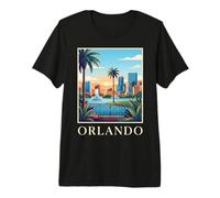 Orlando Florida Retro Vintage Horizonte Puesta del Sol Paisaje Urbano Camiseta Premium