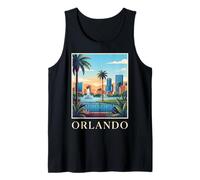 Orlando Florida Retro Vintage Horizonte Puesta del Sol Paisaje Urbano Camiseta sin Mangas