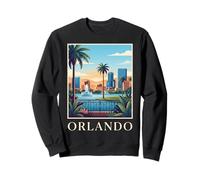 Orlando Florida Retro Vintage Horizonte Puesta del Sol Paisaje Urbano Sudadera