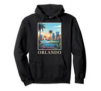 Orlando Florida Retro Vintage Horizonte Puesta del Sol Paisaje Urbano Sudadera con Capucha
