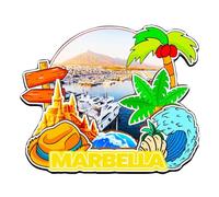 Orlaybar Marbella Andalucía España Imán decorativo 3D para nevera, ciudad, viajes, recuerdo, regalos turísticos, hecho a mano, imán para nevera, decoración del hogar -3987