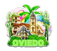 Orlaybar Oviedo Asturias España Imán decorativo 3D para nevera, ciudad, viajes, recuerdo, regalos turísticos, hecho a mano, imán para nevera, decoración del hogar -3993