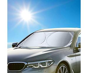 ORLEGOL Parasol para coche, protección solar para parabrisas delantero, protección solar de verano, parasol para parabrisas de coche, plegable, protección UV para niños, perros y bebés, 160 x 86 cm