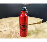 ORLETANOS Benzinflasche Aluminio 800ml Brillante Rojo Con Calavera Compatible Con Harley Davidson Schwingentaschen Funda Lateral Alforjas Sportster Softail Rocker Biker Aluminio Flasch