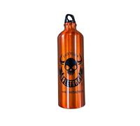 ORLETANOS Botella de gasolina de aluminio, 800 ml, diseño de calavera naranja, compatible con Harley Davidson, bolsillos laterales, alforjas para sillín Sportster Rocker Biker de aluminio, gasolina