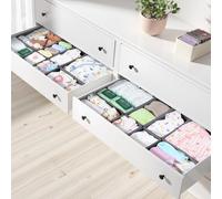 ORLISA Juego de 16 organizadores de cajones para aparadores Hemnes, separadores de cajones de tela y organizadores de armario para almacenamiento de ropa, ropa interior, calcetines y ropa de bebé