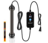 Orlushy Mini calentador sumergible de 50 W, calentador de acuario ajustable con controlador de pantalla digital externo, protección contra sobrecalentamiento y termómetro gratuito para tanque de agua