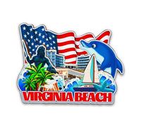 Orlybar Imán de madera para nevera de Virginia Beach Vermont USA 3D, recuerdo coleccionable, decoración hecha a mano, 7369