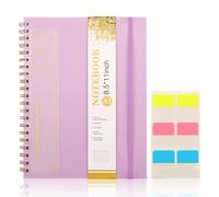 Ormromra Wirebound Spiral Notepad, A4 Notebook Notepad, 120 Pages Lined Notebook, Hardback Thick Note Books, Purple PVC Waterproof Cover with Ruler, for Work, Office, School