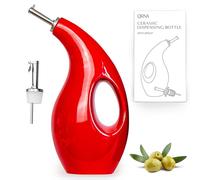 ORNA Botella dispensadora de aceite de cerámica con 2 vertedores, botella de llovizna de 700 ml, botella dispensadora de vinagre para cocina con boquillas de acero inoxidable para aceite de oliva,