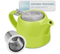 ORNA - Tetera de cerámica con filtro infusor y tapa, pequeña cafetera de porcelana para una o 2 personas, 550 ml, lima