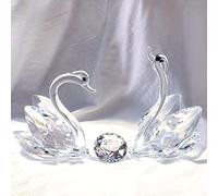 Ornalrist Adornos de cisnes de doble cristal, regalos de boda para parejas de 25 años de amor, figuras de cisnes de cristal coleccionables con diamante de corte plateado