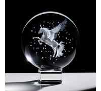 Ornalrist Pisapapeles con bola de cristal grabada en 3D de 6 cm con soporte, unicornio de cristal, caballo volador, adorno coleccionable para el hogar, regalos de Navidad y cumpleaños para mujeres y