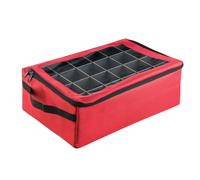 Ornament Storage Box-Red Holiday Organizer-48 Compartments 2 Trays & Dividers-For Christma