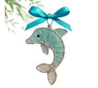 Ornament - Whale Figurine for | Polished Resin Slab with Vibrant Ink Art & Hanging Cord For Nautical Accents for Sunrooms, Porches, Kids Nurseries and Beach Huts