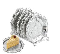 ornamental para aperitivos, bandeja para servir aromaterapia, base de filigrana intrincada con borde pulido, aleación de zinc resistente, estética victoriana con acabado dorado, barra de cocina