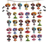 Ornamento De Halloween - 8x6.6x0.3cm Set De Colgante De Noches De Terror De Madera | 30 Piezas 2D Decoraciones Colgantes Espeluznantes para Festival Party Lawn Reunching | Accesorios para El Hogar