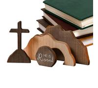 Ornamento De Madera De Pascua - Escena De Resurrección De Tumba Vacía, Bandeja De Varios Niveles Y Decoración De Mesa De Madera, Decoración Del Hogar Cristiano De Vacaciones, Ornamento De Oficina De