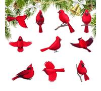 Ornamento De Navidad De Red Bird - 10 Piezas De Madera 2d Decoración Accesorios Para Vacaciones | Material Natural Duradero Con Escena De La Temporada De Invierno Para La Cocina En Casa Dormitorio Esc