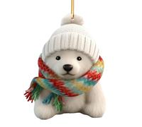 Ornamento de oso polar, Adornos de oso polar para árbol de Navidad,Colgantes acrílicos 2D Colgante Acrílico Fiesta | Adorno Colgador, Figuras de animales Polares con bufanda