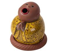 Ornamento De Quemador Incienso Cerámica, Figura Monje Pequeño En El Zen (Amarillo)