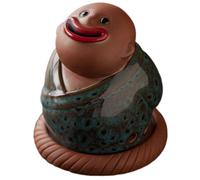 Ornamento De Quemador Incienso Cerámica, Figura Monje Pequeño En El Zen (Azul)