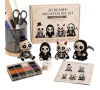 Ornamento esqueleto 3D con cuentas - Juguete de Halloween con instrucciones, esqueleto 3D bordado de cuentas, ideal para casa, , aulas, escuelas, dormitorios para mujeres principiantes, amantes