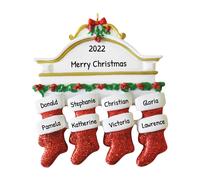 Ornamento familiar personalizado 2023 - Familia de 8 adornos navideos 2023-1 Ornamentos de medias navideas Familia de 8 Primer adorno de calcetn d