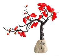 Ornamento, flor de ciruelo de invierno, estilo chino, decoración del hogar, artesanía para sala de estar, estudio, gabinete de vino, dormitorio (silencioso + rojo)