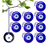Ornamento Ojo 10 Piezas Colgante Símbolo de Protección | Llavero con colgante de ojo azul con cordón para hombre, mujer, adulto, adolescente, coche, bolso, viaje y collar