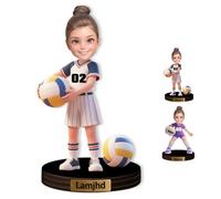 Ornamento Personalizado de Escultura con Tema de Voleibol, Figura de Jugador de Voleibol Personalizada con Nombre de Amante del Voleibol, Foto de Dibujo Animado, Figura para Decoración del Hogar