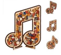 Ornamento Puzzle strumento Nota Musicale, Puzzle Musicale Musicale in Legno con espositore, scultura artistica 3D ad incastro in Legno e decorazioni per il Desktop Della Musica (C#)