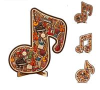 Ornamento Puzzle strumento Nota Musicale, Puzzle Musicale Musicale in Legno con espositore, scultura artistica 3D ad incastro in Legno e decorazioni per il Desktop Della Musica (B#)